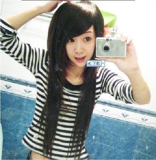 Pretty Ladies Long Straight Hair Wigs Girl Natural Black Full Wig