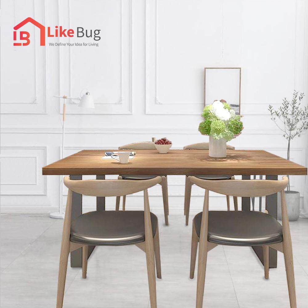 LIKE BUG: Nazis Solid Rubber Wood Dining With [140x70] Table with 4 ...