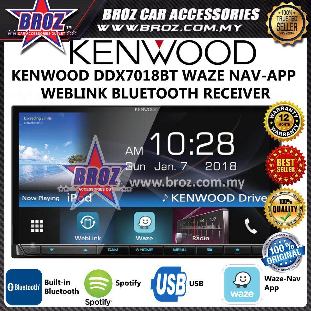 Kenwood 7 Series DDX7018BT Waze Nav-App Weblink Bluetooth Double Din Receiver
