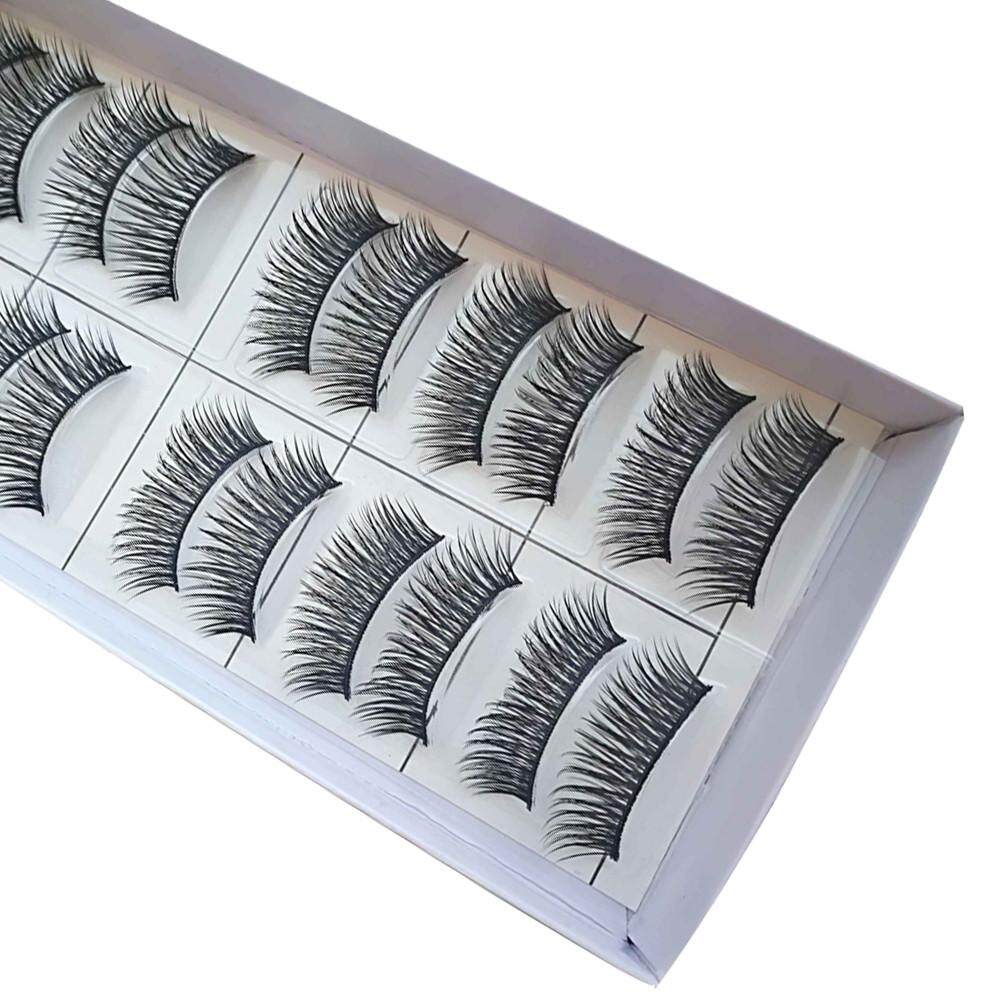 Jual Seksi Modis 10 Pasang Pesta Salib Panjang Tebal Bulu Mata Palsu Hitam Tali Palsu Mata Lashes Foxloom A1-Internasional