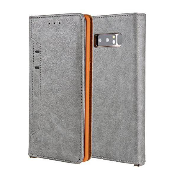 Samsung Galaksi Note 8 dengan Penyangga Feature, tambahan Saku Pelindung Kartu Kredit Ramping Kulit Anti Guncangan Kasus Hibrida untuk Samsung Galaksi Note 8 (Grey)-Internasional