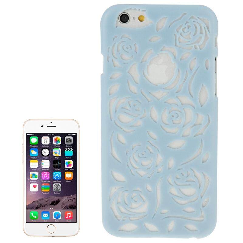 Berongga Keluar Mawar Bunga-bunga Pola Pelindung Keras Case untuk iPhone 6 Plus & 6 S Plus (Biru) -Internasional
