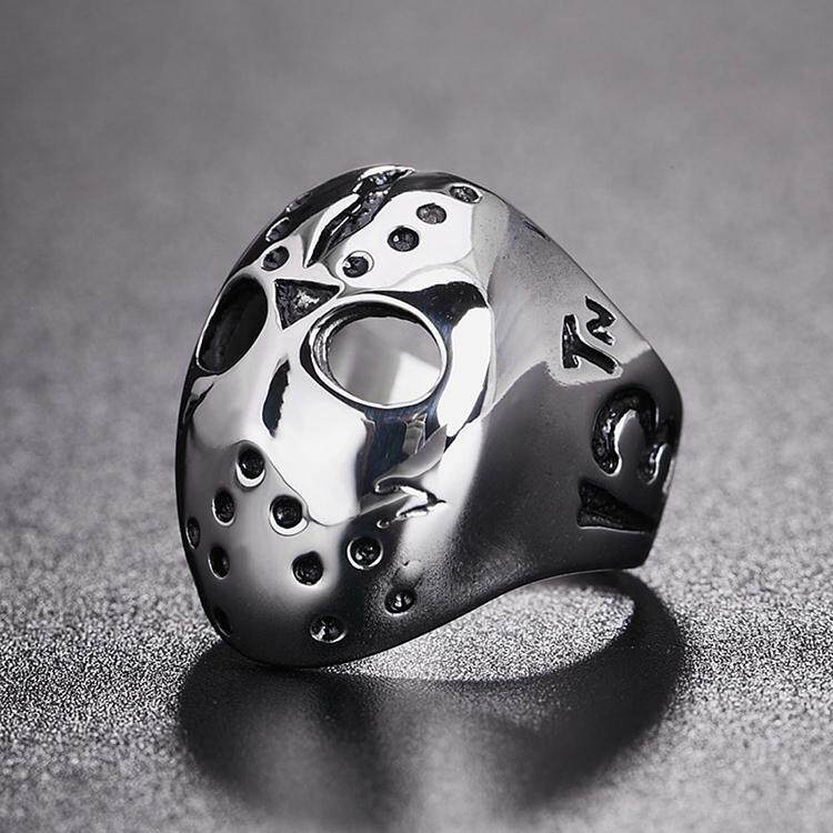 Eropa dan Amerika Gaya Punk Gothic Rock Masker Tengkorak Pria Baja Titanium Cincin, AS Ukuran: 9, diameter: 19 Mm, Lingkar: 59.8 MM-Internasional