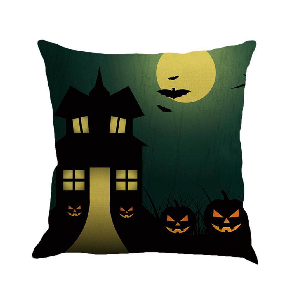 Huazhong Gaya Halloween Throw Bantal Sarung 18X18 Inci Persegi Katun Linen Sofa Sarung Bantal Sarung Yang Semarak dan Penuh Warna Dekoratif bantalan Teluk Kecil untuk Sofa Sofa Mobil Rumah-Internasional