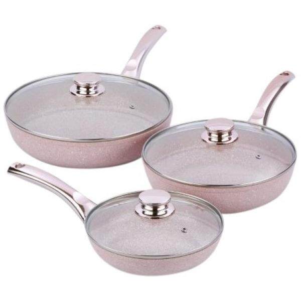 Bisetti BT-28561 Stonerose Aluminium Set Penggorengan Besar, Merah Muda-Intl