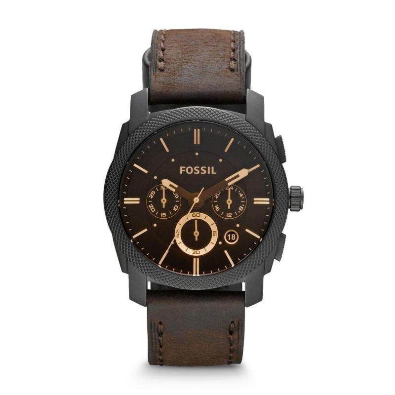 Fossil Mens Machine Mid Size Chronograph Leather Watch FS4656 Malaysia