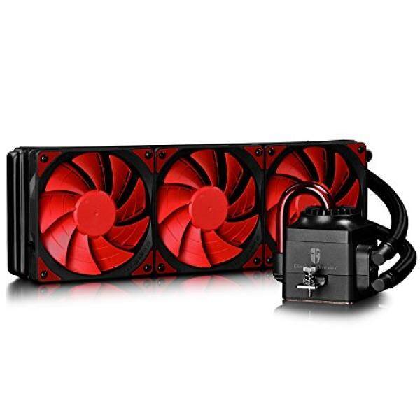 Deepcool Gamer Storm Kapten 360 AIO Sistem Pendingin Cpu Cair, 360 Mm Radiator, 3 × 120 Mm PWM Kipas, Merah, AM4 Kompatibel, Garansi 3 Tahun-Internasional