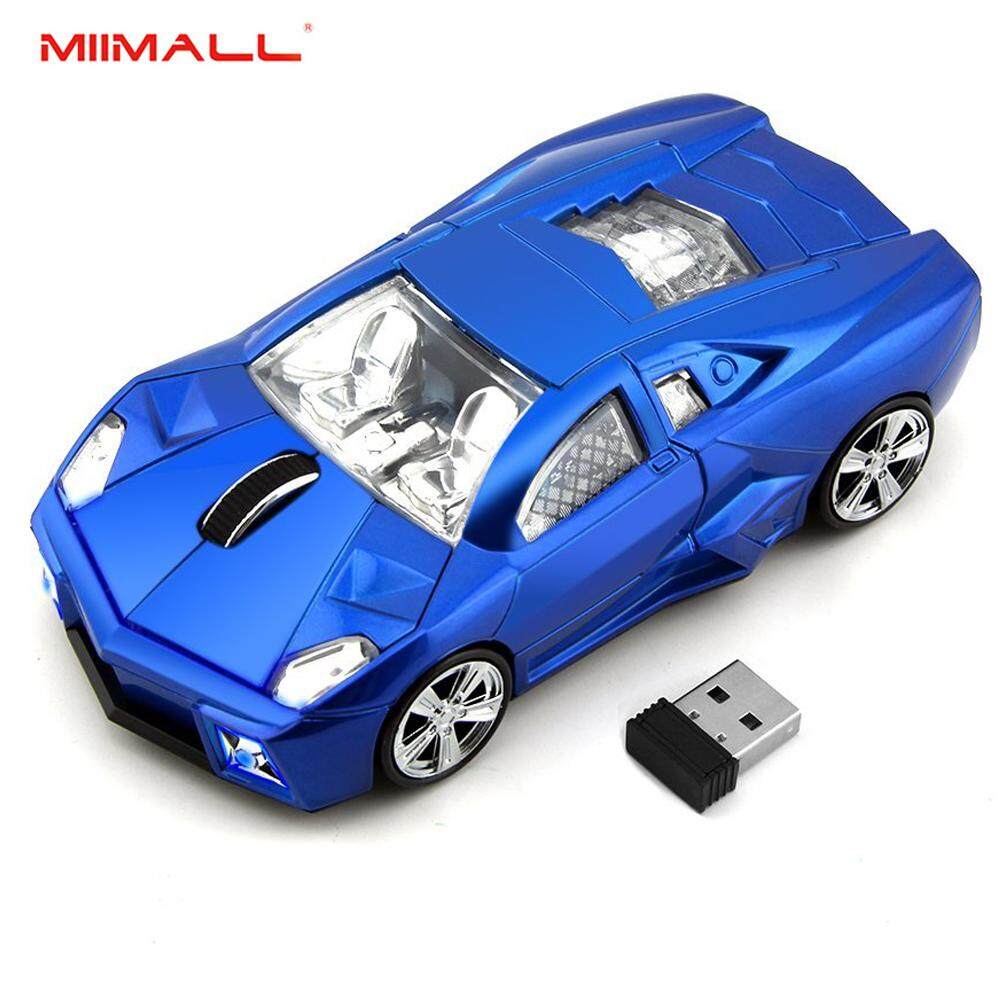Miimall Keren Mobil Sport Bentuk 2.4 GHz Mouse Nirkabel 3 Tombol 1600 DPI Tinggi Kecepatan Pelacakan Mouse Optik Tikus Game dengan Penerima USB untuk PC Komputer Laptop- internasional