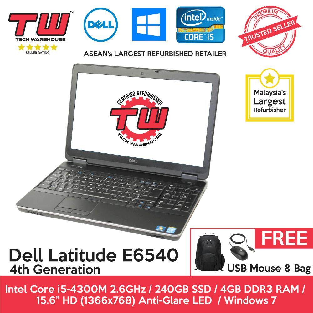 Dell Latitude E6540 Core i5 4th Generation / 4GB RAM / 240GB SSD Hard Disk / Windows 7 Laptop / 3 Month Warranty (Factory Refurbished) Malaysia