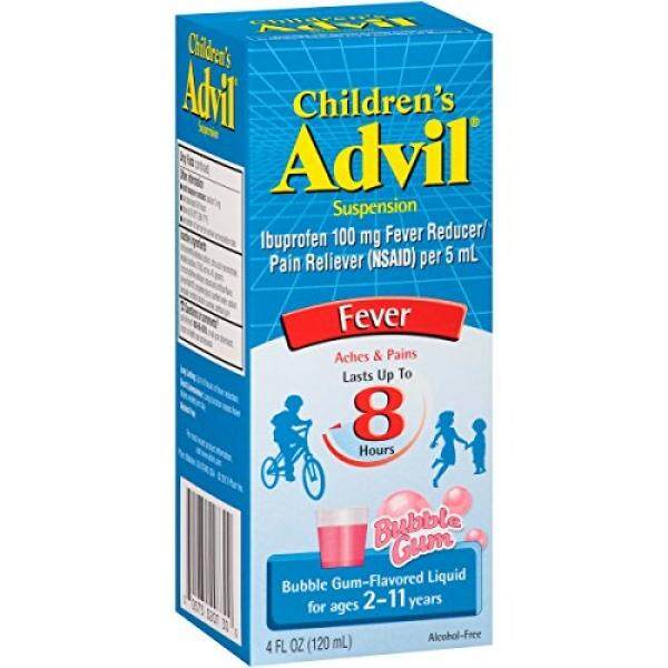 Advil Anak Demam Peredam/Pereda Nyeri, 100 Mg Ibuprofen (Gelembung Gum Flavor Einnehmen, 4 Fl. Ons. Botol)-Internasional
