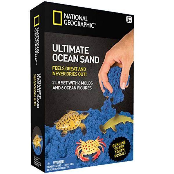 NATIONAL GEOGRAPHIC Ultimate Ocean Play Sand - 2 LBS of Sand, 6 Molds, 6 Figures and Activity Tray - intl