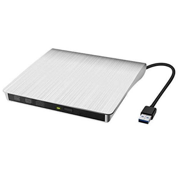 Yantop External DVD Drive, Portable USB 3.0 DVD CD Drive, External CD DVD Burner Writer Player for Apple Mac iMac Macbook Air/ Pro LG Acer Laptop Desktop PC, Support Windows 8/ 7/ XP, Silver - intl