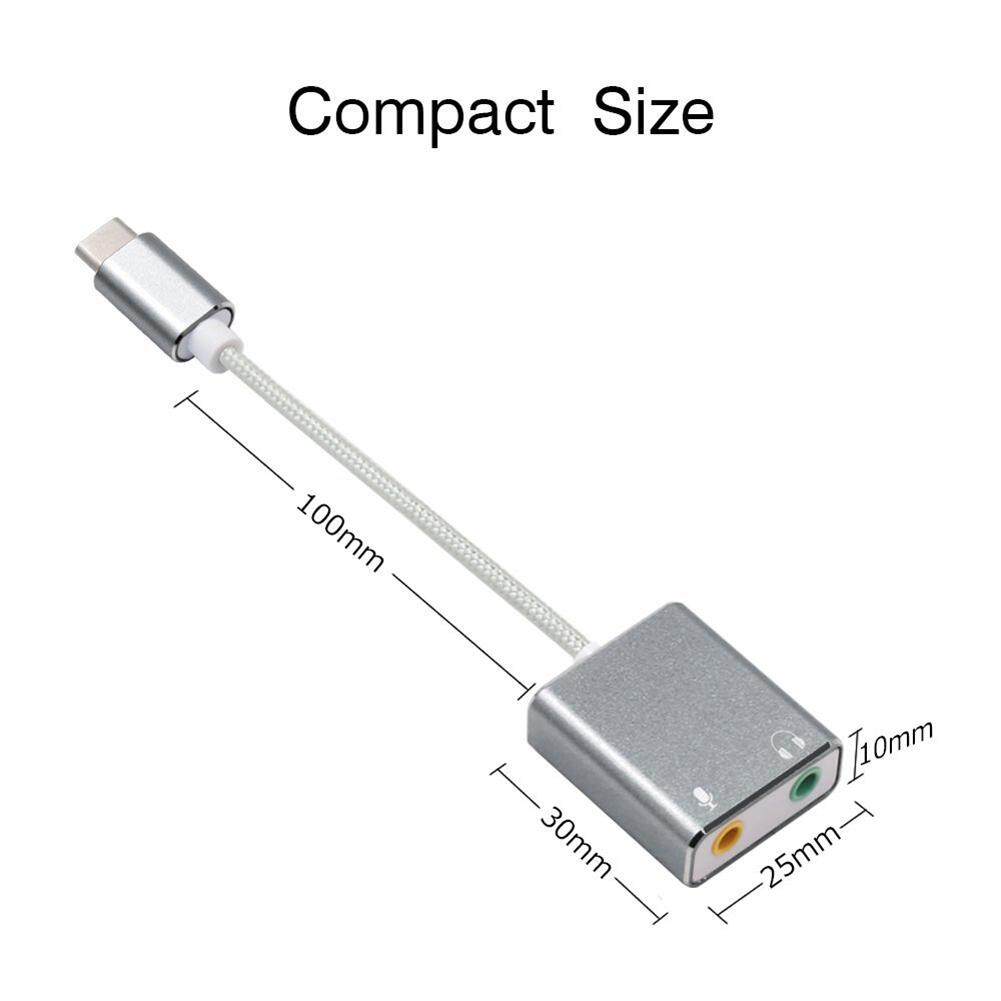 Redcolourful USB Type C External Stereo Sound Card Audio Adapter with 3.5mm Headphone and Microphone Jack for Windows, Mac, PC, Laptops