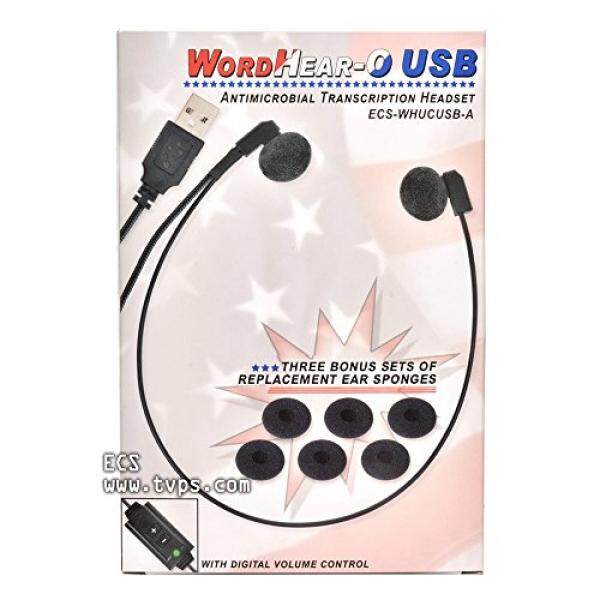 ECS Wordhear-o Antimikroba Headset, Dibawah Chin Transkripsi Headset-USB-Internasional