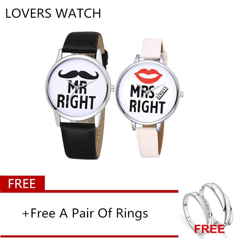 Jam Tangan Wanita Populer Fashion Jam QUARTZ Jam Tangan Tahan Air Jam Tangan Pria Jam Tangan Kulit Jam Tangan Berpasangan Cople Menonton Gratis Sepasang Cincin