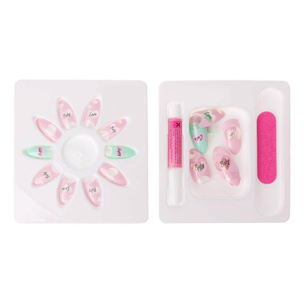 24Pcs Cute French Full Nail Tip Baby Love Happy False Nails Art DIY Tool - intl Philippines
