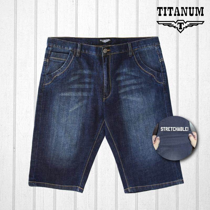 TITANUM BIG SIZE Stretchable Jeans Shorts TJSP503 (Blue)