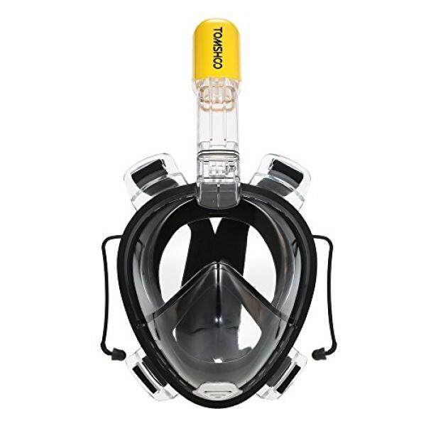 Tomshoo Snorkel Masker dengan Kamera Aksi Dudukan Anti-kabut Anti Bocor Mencegah Gag Penuh Desain Wajah dengan R daerah Tampilan-Internasional