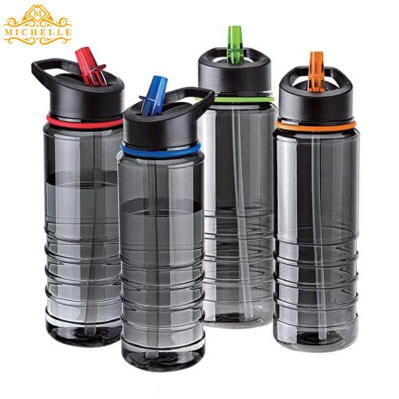 Flip Tritan Straw Drinks Water Bottle Bike Hiking Caming 750ML Random Color