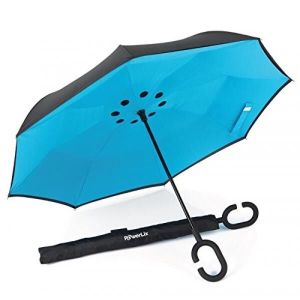 Almm 1 Hari Jual! Powerlix Inverted Umbrella-Ganda Lapisan Besar Payung Lipat Terbalik untuk Hujan Mobil Luar Ruangan, Tahan Angin, bukti UV-Tangan Bebas C-shaped Pegangan Berdiri Sendiri-untuk Pria dan Wanita-Internasional