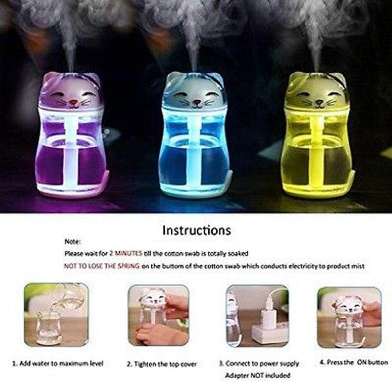 leegoal Lucky Cat Shape Mini Air Humidifier USB Aroma Diffuser Mist Fogger With Multi Colors Night Light Singapore