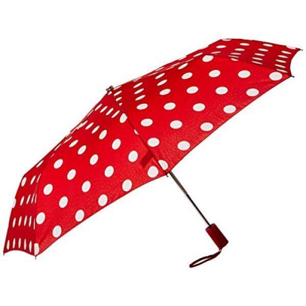 Almm Leighton Wanita 3 Kali Lipat Bulat Auto O C, Polka Dot Merah/Putih, Satu Ukuran-Intl