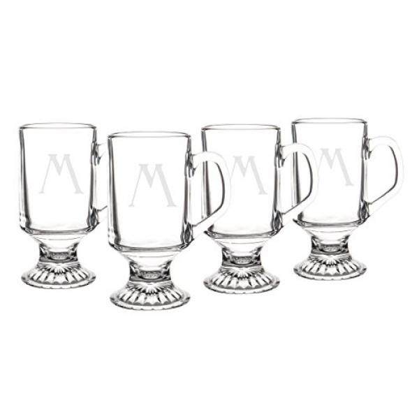 Personalized Irish Kaca Kopi Mug, Set dari 4, Huruf M-Internasional