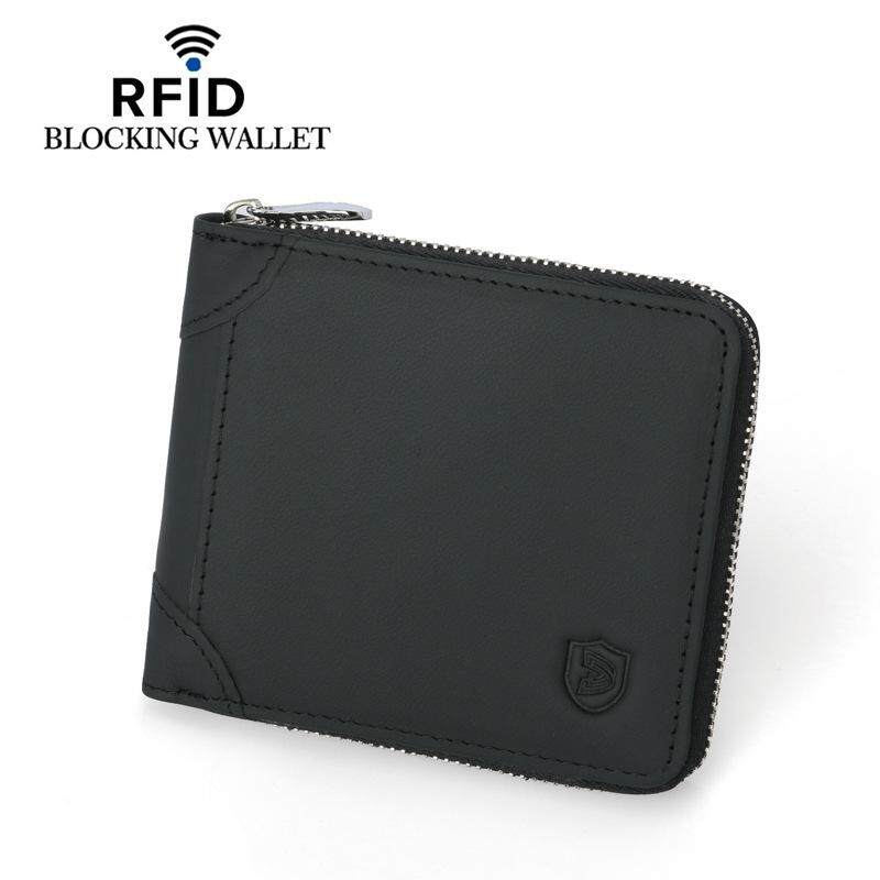 New 100% Genuine Cow Leather RFID Men Card Wallets Multi-card Bag Man Cool Zipper Bags Fashion Coin Short Purse Super Fire Wallet Handbag