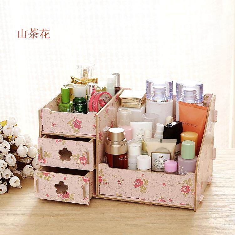18L Makeup DIY Perhiasan Partisi Laci Jenis Kayu dan Pp Kosmetik Kotak Penyimpanan-Intl