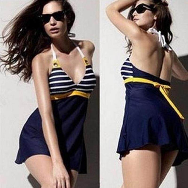 Nơi bán Broadfashion Womens Sexy Swimwear Ladies Sailor Style Skirt Beach Swimming Wear Swim Dress L - intl