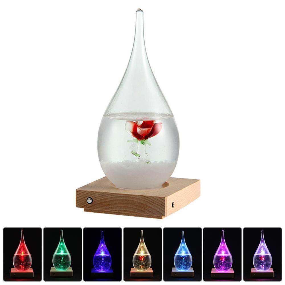 Oanda Pawaca Kaca Storm, malaikat Berlian Kerajinan Kaca Botol Cuaca Perkiraan Botol Barometer dengan 7 Warna LED Bawah, rumah Dekorasi Hadiah Natal-Internasional
