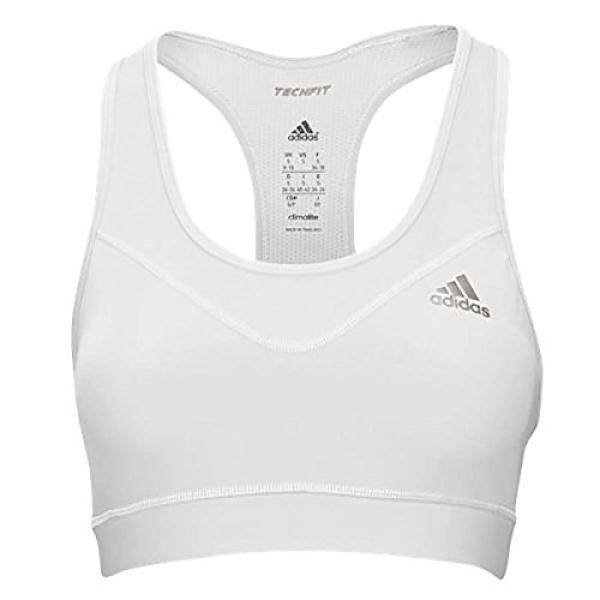 Adidas Wanita TECHFIT Beha, Putih/Warna Tidak Mengkilap Perak, Medium-Internasional