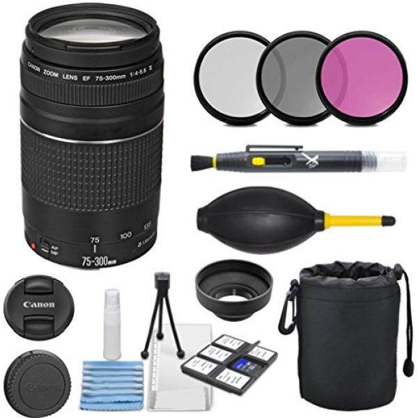 Canon EF 75-300 Mm F/4-5.6 III Zoom Potret Jarak Jauh Lensa Bundle untuk Canon Kamera DSLR-Internasional versi-Intl