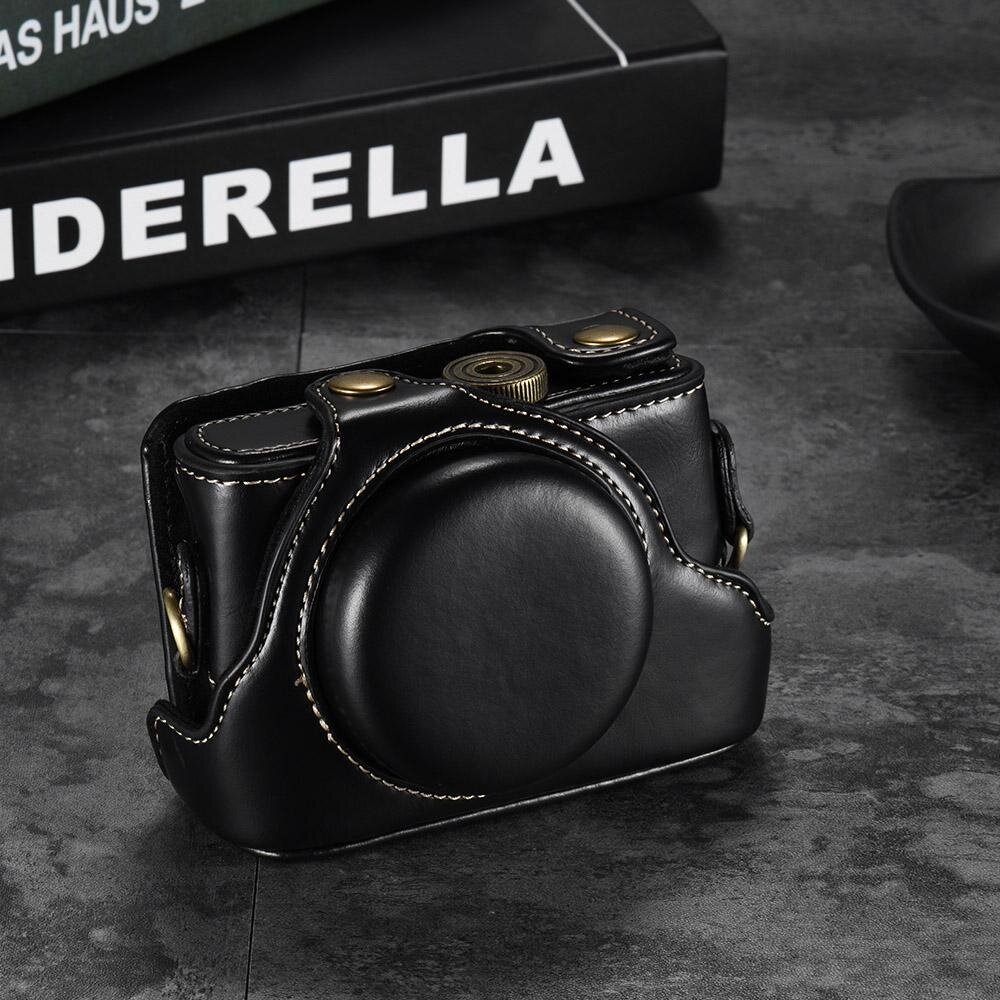 High-quality PU Leather Camera Bag Case Fullbody Cover with Adjustable Neck Strap for Sony RX100M2/ RX100M3/ RX100M4/ RX100M5 Cameras