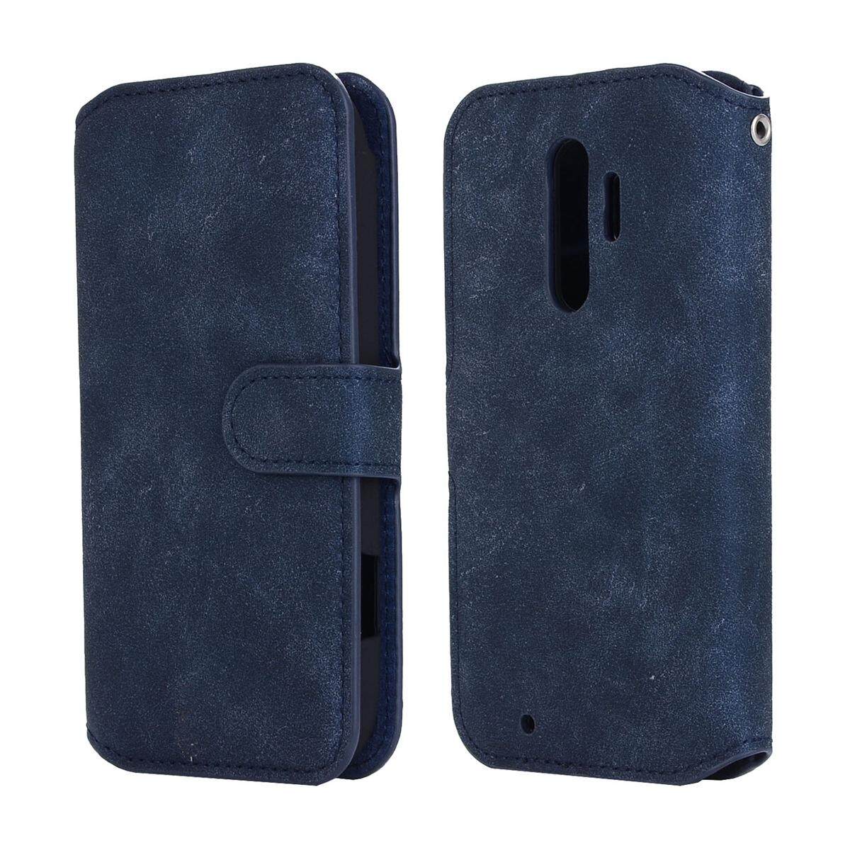 Telepon Case untuk Fujitsu Arrows NX F-04J PU Kulit Telepon Case Lipat Penyangga Sarung Slot Kartu Dompet Case dengan Penyangga fungsi (Gelap Biru) -Internasional