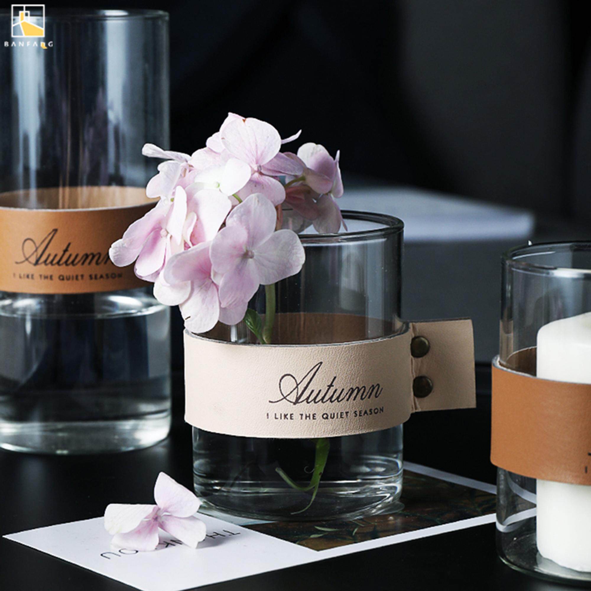BANFANG Nordic contracted originality glass vase sitting room places article straight canister to arrange flower to do vase small and pure and fresh water to raise container