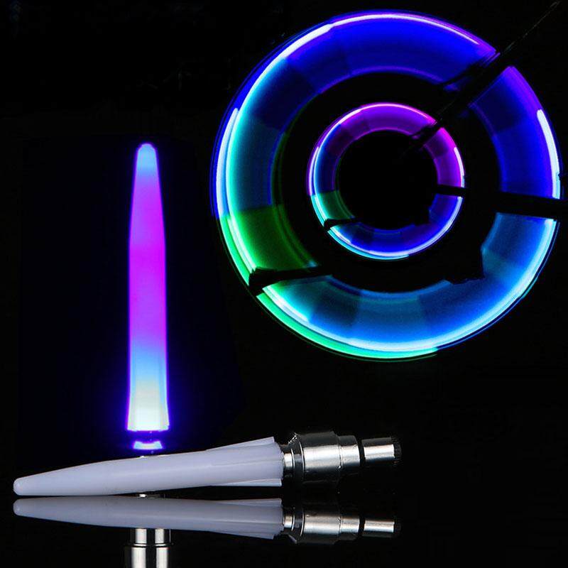 Dsstyles 2 Pcs Anti-Air Anti Guncangan Sepeda Spoke Ringan Sepeda Ban Katup Roda Tutup Alarm Ringan MTB Motor Mobil LED blitz Roda Lampu, digunakan untuk Keselamatan dan Peringatan