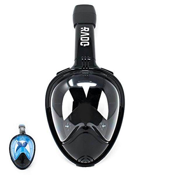 Rado Penuh Wajah Snorkeling Masker 180 ° Panorama dengan Wajah Penuh Desain GoPro Kompatibel Anti Kabut dan Anti Bocor perlindungan Desain Tubeless (Hitam, large-x-large)-Internasional