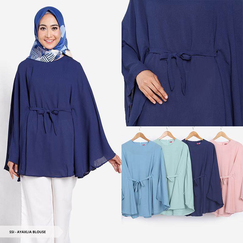 Ayaxlia Texture Batwing Muslim Blouse - Light Green