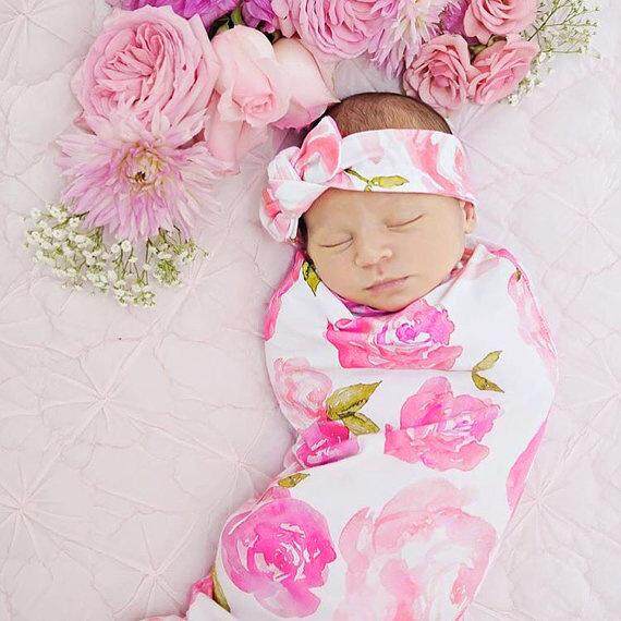 Panda Online Lucu Bayi Swaddle Selimut + Ikat Kepala Rambut Tali Set