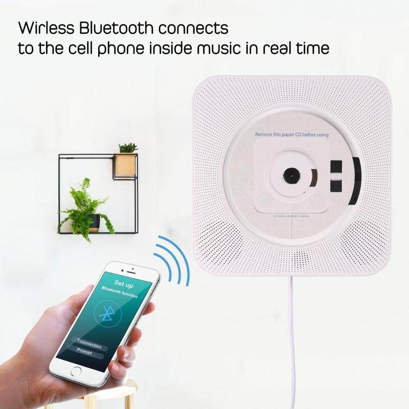 niceEshop Bluetooth Wall Mountable CD Music Player Home Audio Boombox With Remote Control FM Radio Built-in HiFi Speakers(US Plug) - intl Singapore