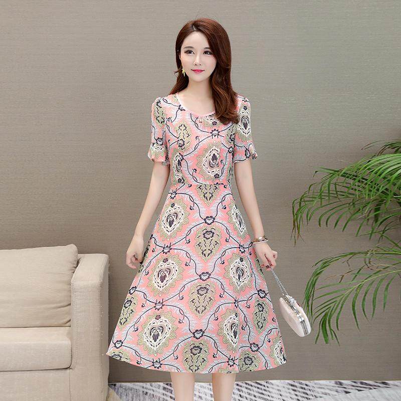 Miorie Round Neck Floral Swing Dress