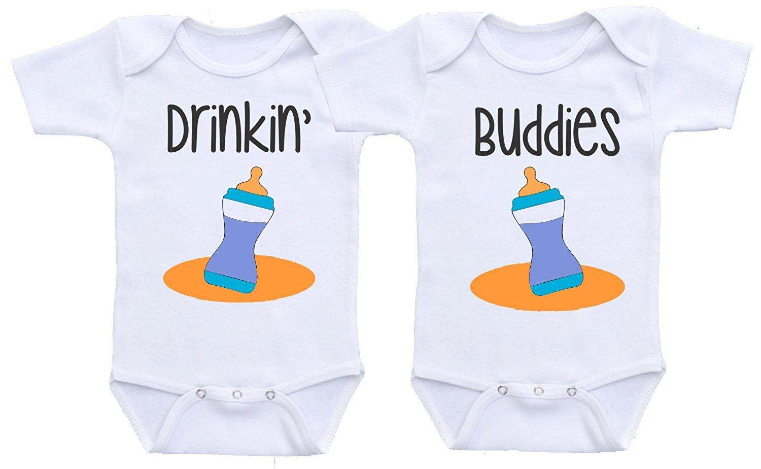 Picasso Labs Teman Minum Kembar Onesie Bayi Lucu Bodysuit-Internasional