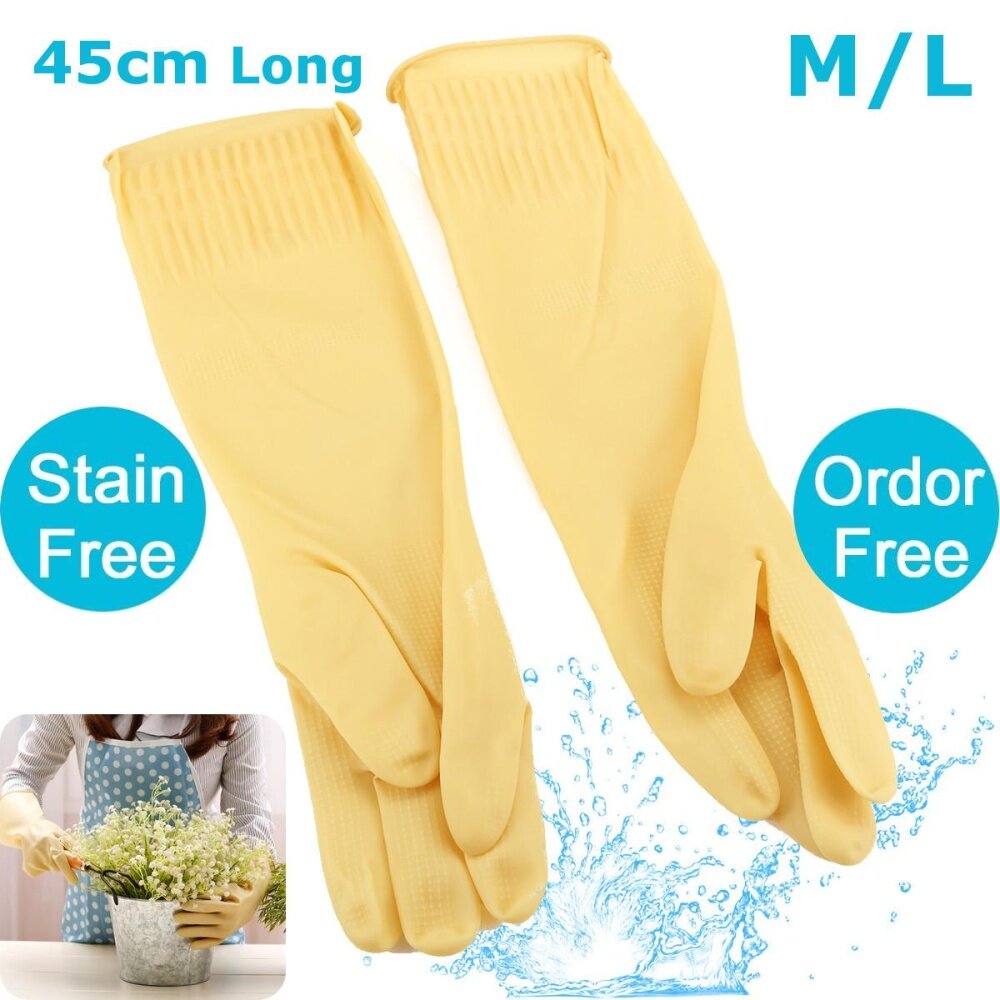 Haushaltshandschuhe 45 Cm Extra Lang Gummihandschuhe Natur - Rubber Gloves L By Glimmer