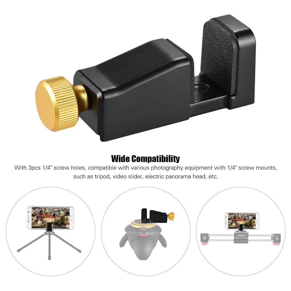Andoer LC-12 Adjustable Metal Phone Holder Mini Cell Phone Clamp Tripod Adapter with 3pcs 1/4