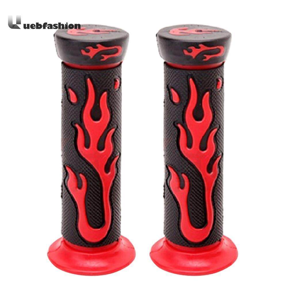 2 Pcs Merah Flame Lembut TPR Universal Sepeda Motor Stang Tangan Grips-Internasional