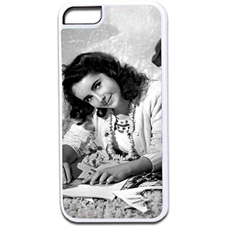 Elizabeth Taylor-© Plastik Putih Keras Case dengan Lembut Batin Lapisan Karet Hitam untuk Apple iPhone 6, 6 S Universal (Tidak Kompatibel dengan iPhone 6 + atau 6 S +) dibuat Di Amerika Serikat-Internasional