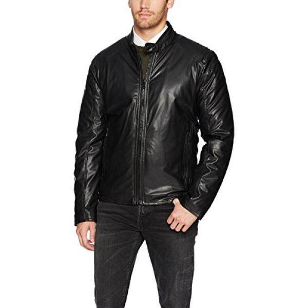 Leather Jackets For Men Mens Marc New York By Andrew Mens Kingsbury Faux Lamb Moto Jacket Black