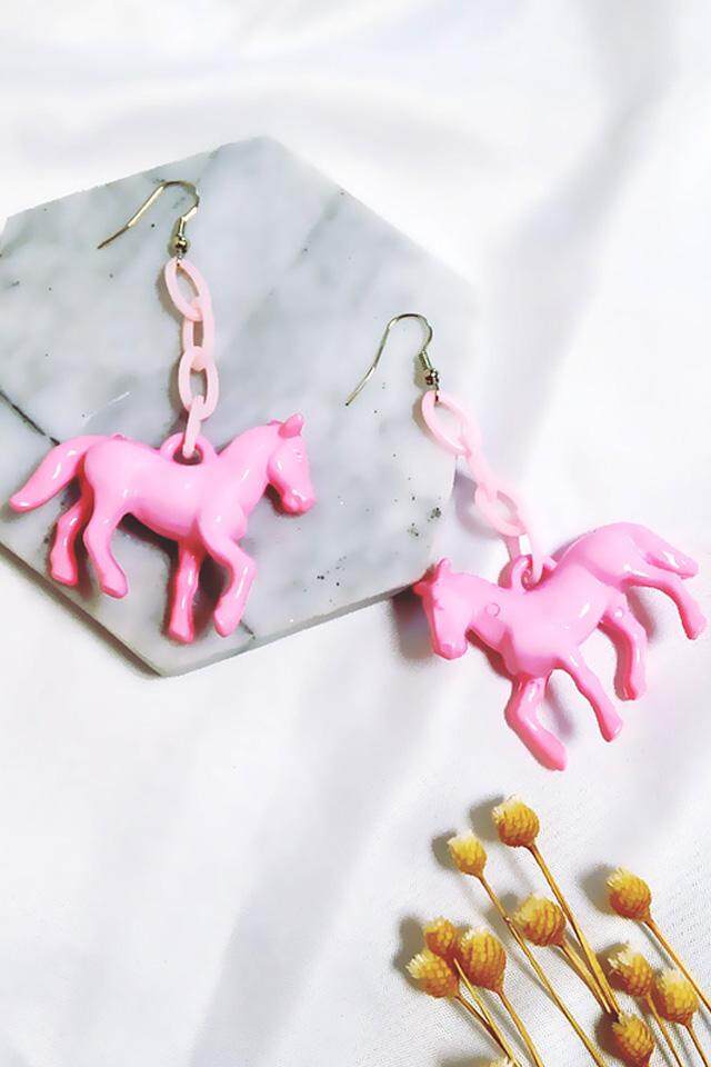 Kepribadian Berlebihan Lucu Permen Berwarna Pony Anting Panjang Fringe Anting Wanita Manis Akrilik Telinga Aksesoris (Merah Muda) -Internasional
