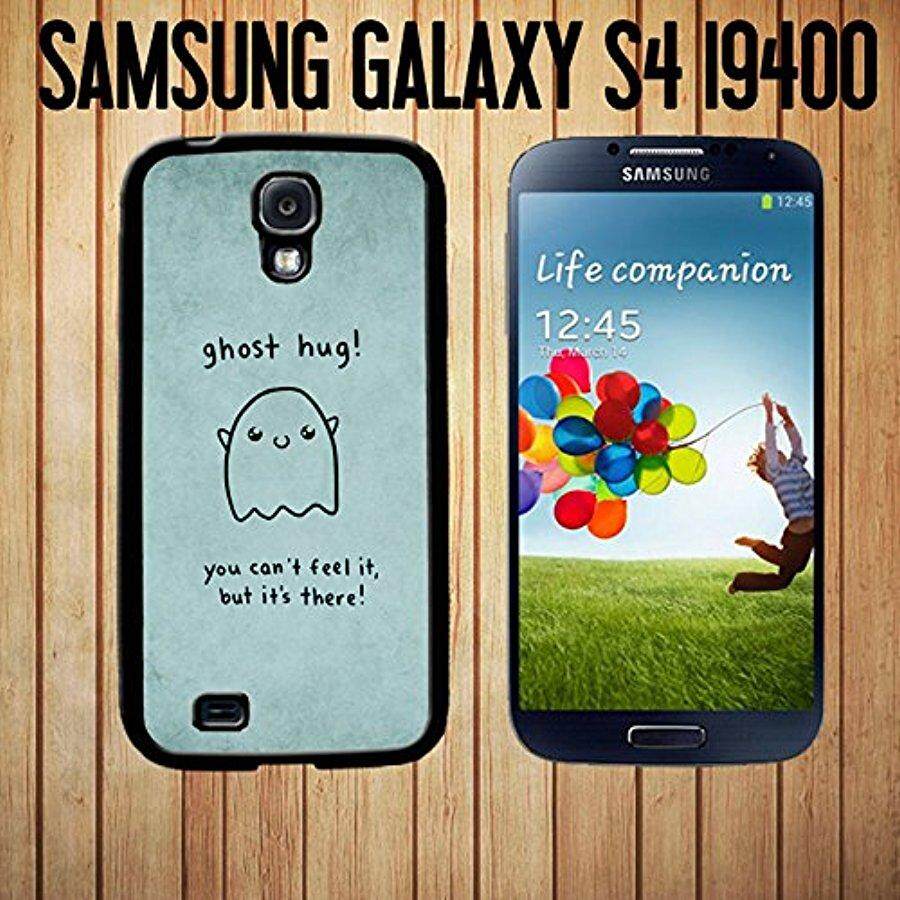 Ghost Hug Lucu Unik Lucu Murah Girly Yang Menggemaskan Kustom Terbuat Case Sarung/Kulit Anda Samsung Galaksi S4-Black-Karet Case (Kapal dari CA) -Internasional